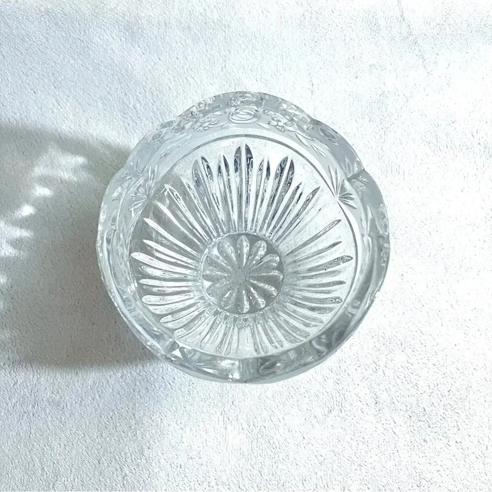 Vtg Oneida Crystal Southern Gardens Bud Vase Candy Dish Bowl Germany Floral Moti